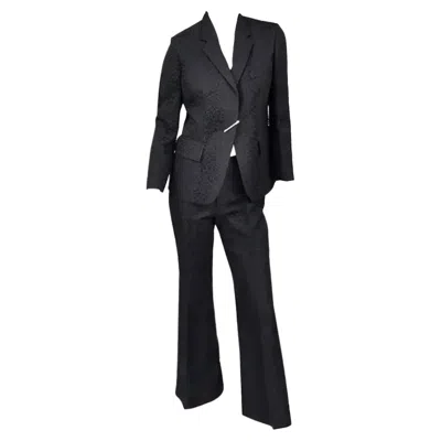 Pre-owned Gucci S/s 2000 Vintage Tom Ford For  Crocodile Textured Pant Suit With Pin 42 - 6 In Black