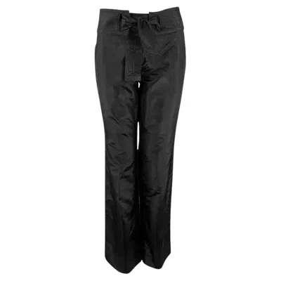 Pre-owned Gucci S/s 2003  By Tom Ford Black Silk Taffeta Waist Tie Pants It38