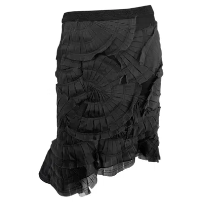 Pre-owned Gucci S/s 2004  By Tom Ford Runway Sheer Black Fan Pleated Silk Pencil Skirt It40