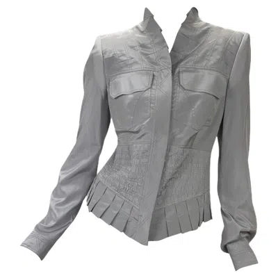 Pre-owned Gucci S/s 2004 Vintage Runway Tom Ford For  Dove Grey Silk Jacket In Gray