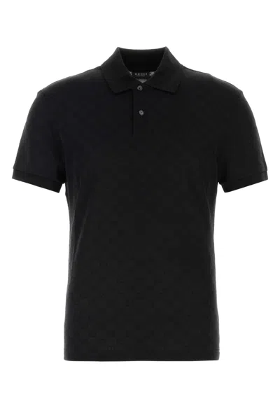 Gucci Gg Technical Jersey Jacquard Polo Shirt In Black