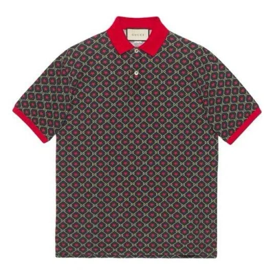 Gucci Ss20 Star Cotton Short Sleeves Luxury Polos 'red' In Blue
