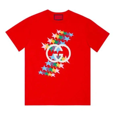Gucci Ss21 520 Rainbow Stars Logo Tee 'red'