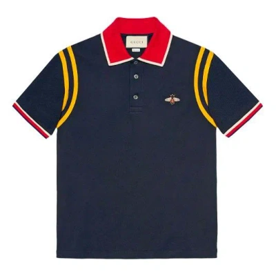 Gucci Ss21 Polo Shirt Bee 'black' In Blue