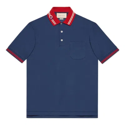 Gucci Ss22 Cotton Piquet Polo Shirt With Interlocking G 'dark Ink Red'