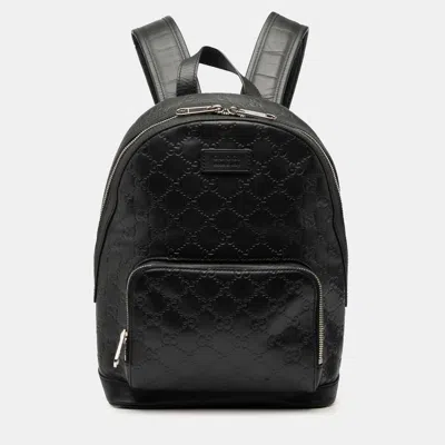 Pre-owned Gucci Ssima Backpack In Black