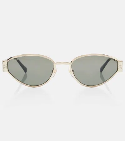 Gucci Gold-gold-grey Metal Sunglasses In Green