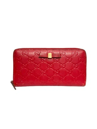 Gucci Ssima Gg Leather Wallet Red