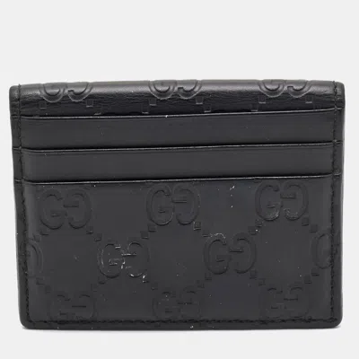 Pre-owned Gucci Ssima Leather Bifold Card Holder