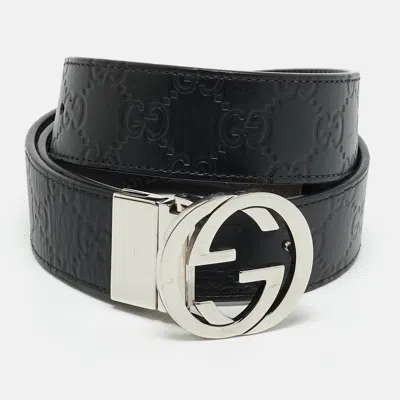 Pre-owned Gucci Ssima Leather In Black