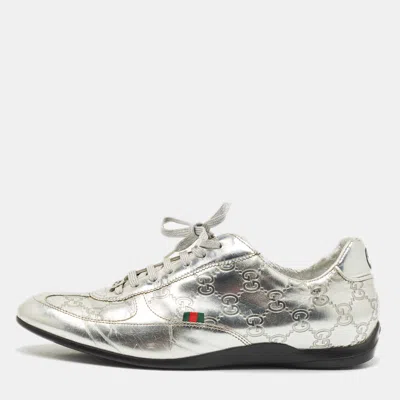 Pre-owned Gucci Ssima Leather Low Top Sneakers Size 38.5