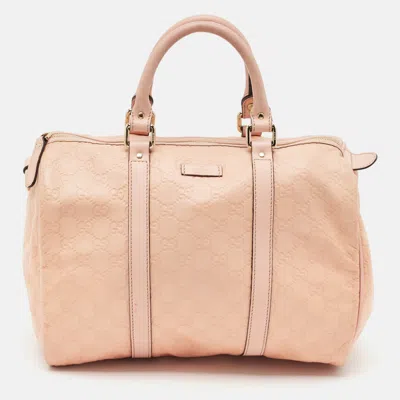 Pre-owned Gucci Ssima Leather Medium Joy Boston Bag In Orange