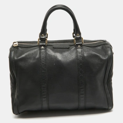 Pre-owned Gucci Ssima Leather Medium Joy Boston Bag In Black