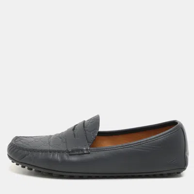 Pre-owned Gucci Ssima Leather Penny Loafers Size 42