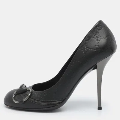 Pre-owned Gucci Ssima Leather Pumps In Black