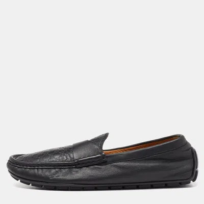 Pre-owned Gucci Ssima Leather Slip On Loafers Size 41 In Black