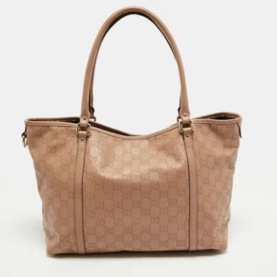 Pre-owned Gucci Ssima Leather Tote In Pink