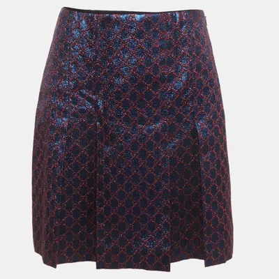 Pre-owned Gucci Ssima Lurex Pleated Mini Skirt M In Metallic