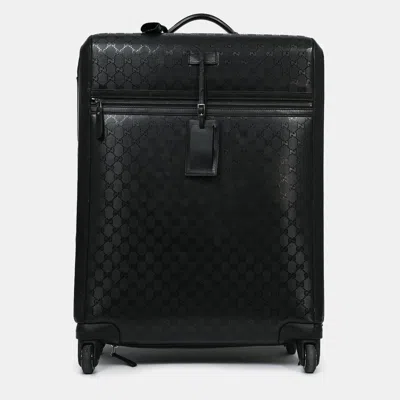 Pre-owned Gucci Ssima Medium Luggage Suitcase In Black