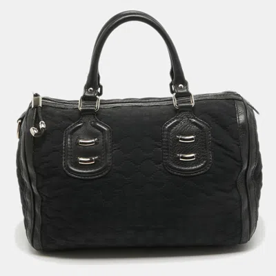 Pre-owned Gucci Ssima Neoprene And Leather Medium Techno Boston Bag In Black