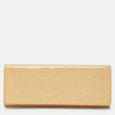Pre-owned Gucci Ssima Patent Leather Broadway Clutch In White
