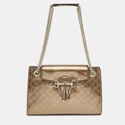 Pre-owned Gucci Ssima Patent Leather Large Emily Chain Shoulder Bag