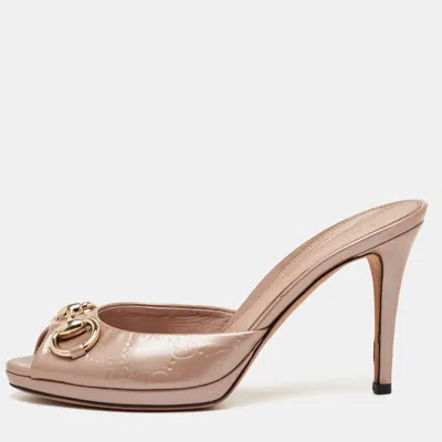 Pre-owned Gucci Ssima Patent Leather Slide Sandals