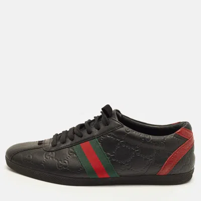 Pre-owned Gucci Ssima Size 39 Black Leather Sneakers