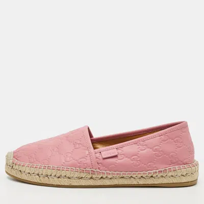 Pre-owned Gucci Ssima Size 39 Pink Leather Espadrille Flats