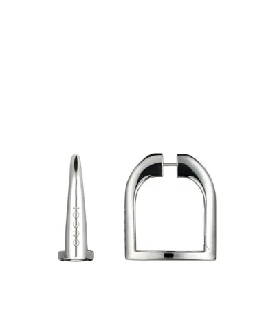 Gucci Staffa Large Hoop Earrings In Silver