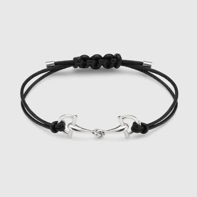 Gucci Staffa Leather Bracelet In Black