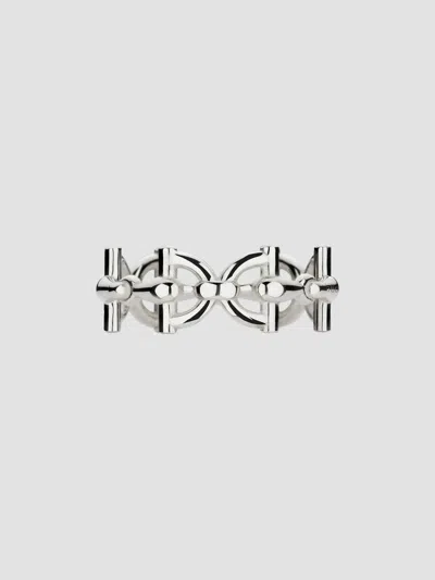 Gucci Staffa Sterling Silver Stirrup Ring In Metallic