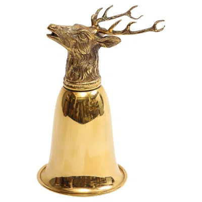 Pre-owned Gucci Stag Stirrup Cup Vase, Brass, Gold Washed, Signed