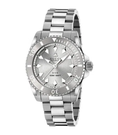 Gucci Men's Swiss Automatic Dive Stainless Steel Bracelet Watch 40mm In Silver Steel