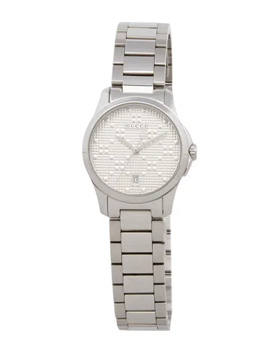 Pre-owned Gucci Stainless Steel Sapphire Diamante G Timeless Watch (authentic Pre-loved)