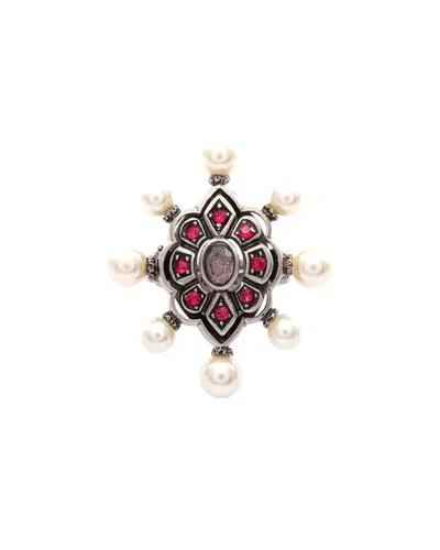 Gucci Stainless Steel Stainless Steel Ring With Faux Pearl & Rhinestone  (authentic Pre-loved) In Pink