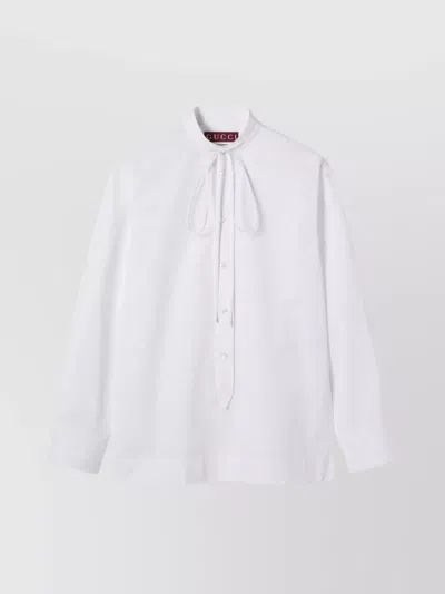 Gucci Stand Collar Embroidered Shirt In White