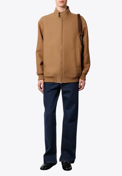 Gucci Stand-up Collar Wool Jacket In Sand
