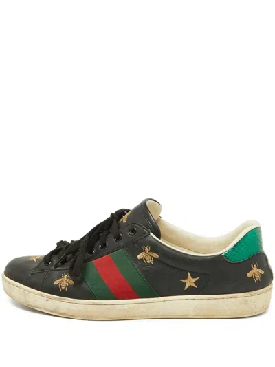 Pre-owned Gucci Star-embroidered Leather Trainers