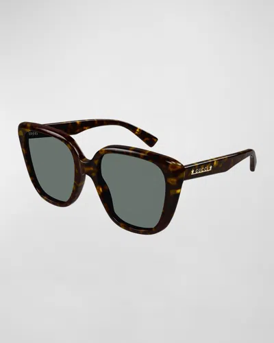 Gucci Star Logo Acetate Butterfly Sunglasses In Brown