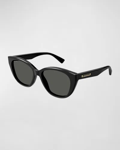 Gucci Star Logo Acetate Cat-eye Sunglasses In Black