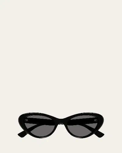 Gucci Star Logo Acetate Cat-eye Sunglasses In Black