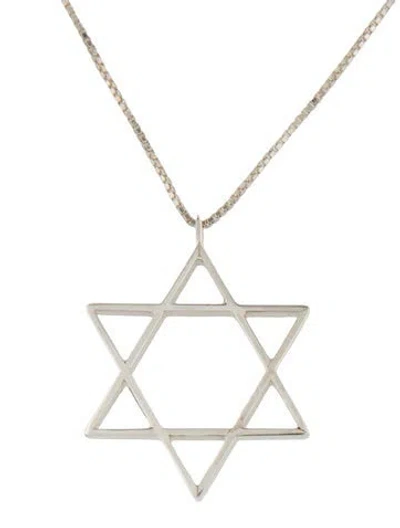 Pre-owned Gucci Star Of David Pendant Necklace, 19" In Multi