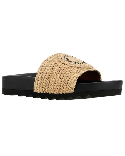 Gucci Stella Mccartney Elyse Logo Raffia Slider In Multi