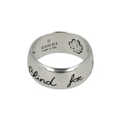 Pre-owned Gucci Sterling Blind For Love Engraved Ring 'silver' | Men's Size 19