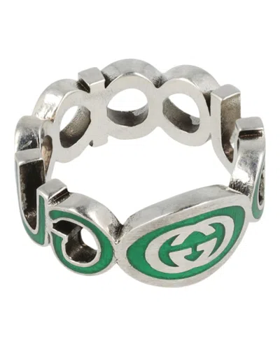 Pre-owned Gucci Sterling Interlocking G Ring In Silver