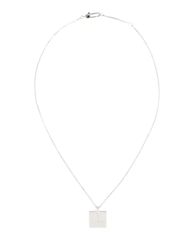 Pre-owned Gucci Sterling Logo Pendant Necklace In Silver