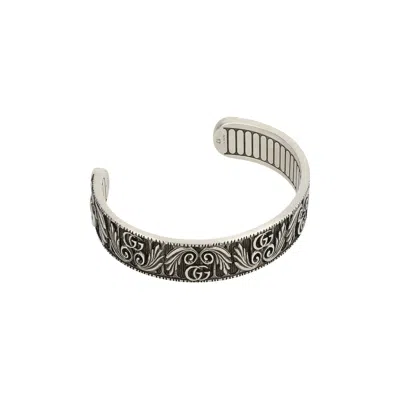 Pre-owned Gucci Sterling Marmont Gg/leaf Cuff 'silver' | Men's Size 17