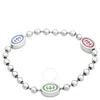 Gucci Sterling Silver And Enamel Boule Chain Interlocking G Bracelet In Silver Tone