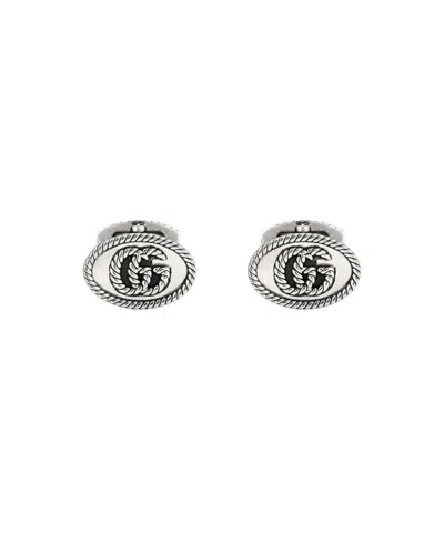 Gucci Sterling Silver Double G Cufflinks In White